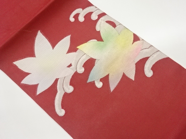 絽紅葉に荒波模様開き名古屋帯（額縁仕立て）